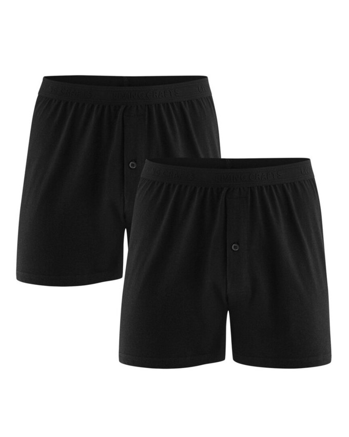 Wijde boxershorts bio katoen Ethan 2-pack - zwart from Lotika