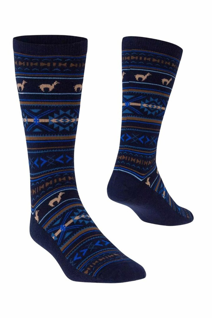 Apu Kuntur - alpaca sokken jacquard - marine royal from Lotika