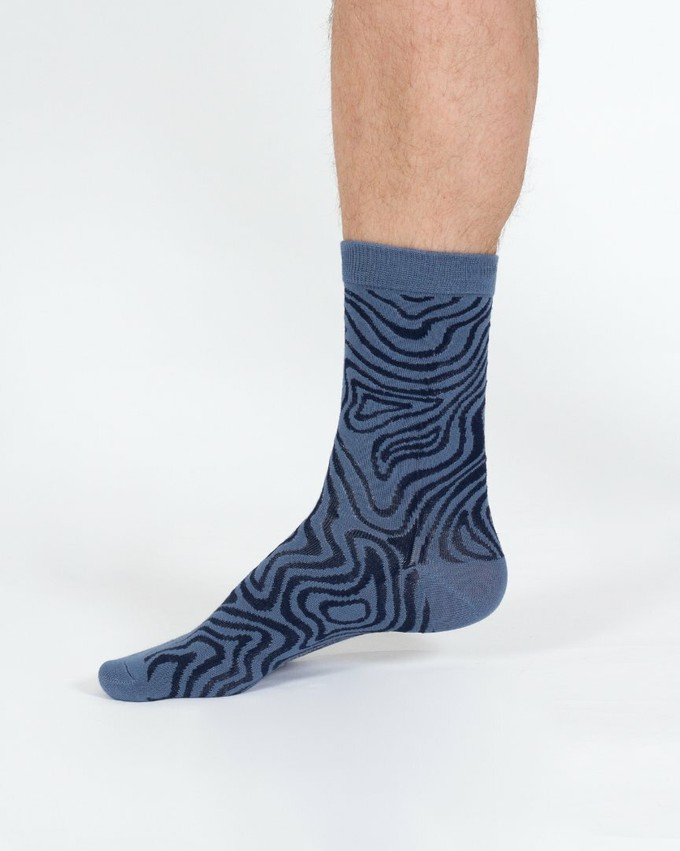 Bamboe sokken heren abstract - blauw navy from Lotika