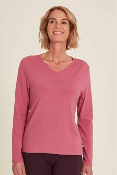 Tranquillo dames shirt lange mouwen Tencel - red violet via Lotika