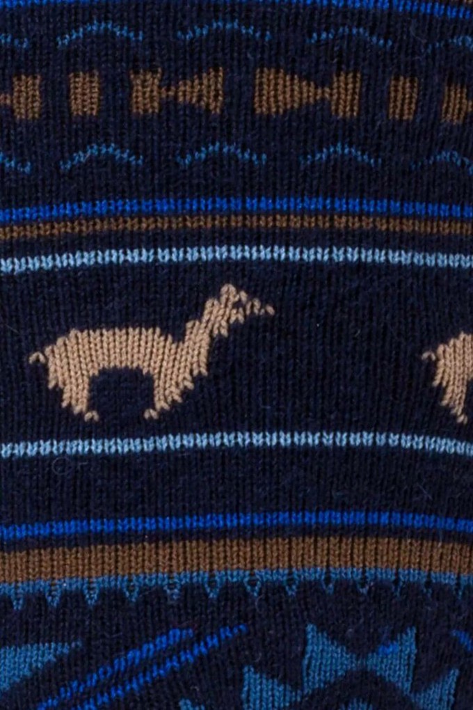 Apu Kuntur - alpaca sokken jacquard - marine royal from Lotika