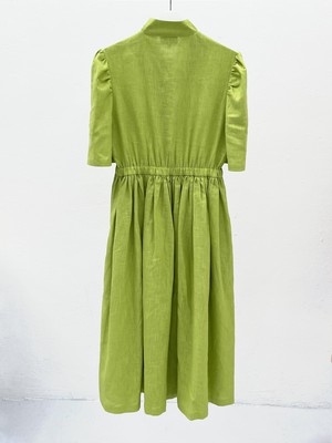 Eleonora Green Linen Dress from Masha Maria