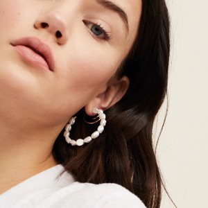 Bold Pearl Hoop Earrings from Mejuri