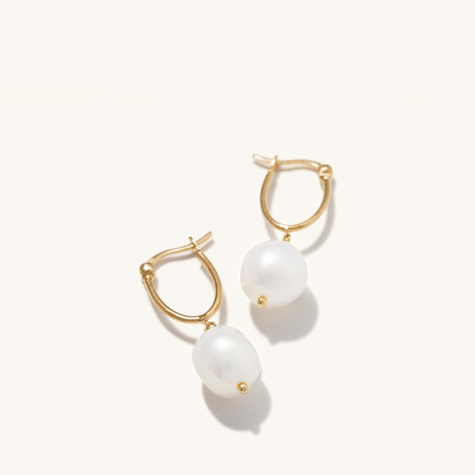 Organic Pearl Hoops from Mejuri