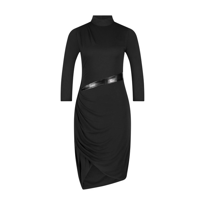 BLACK JERSEY DRAPED DRESS from MONIQUE SINGH