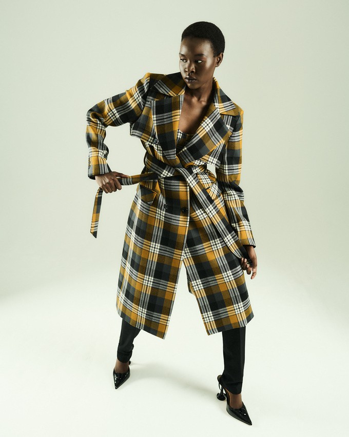 Checkered Oversized Trench Coat from MONIQUE SINGH