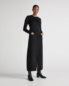 Lena Long Skirt - Nero Nero via Mud Jeans