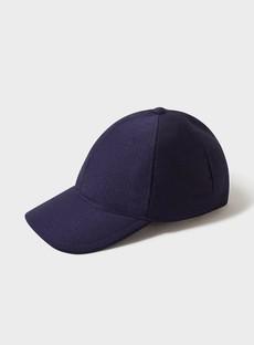 Wool/Cotton Upcycled Flannel Navy Baseball Cap via Neem London