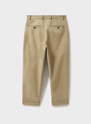 Organic Cotton stretch Oatmeal Pleated Trouser from Neem London