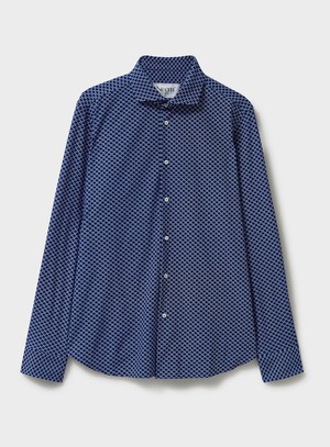 Recycled Italian Navy Square Cut Away Comfort Shirt from Neem London