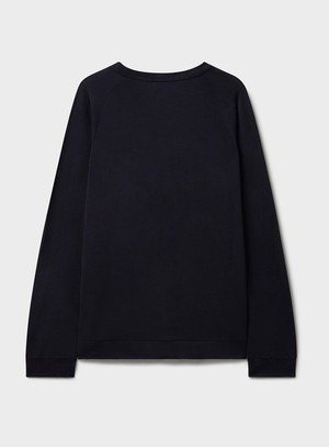 ZQ Merino Wool Jersey Long Sleeve Super 120s Navy Crew neck from Neem London