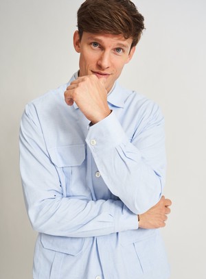 Recycled Italian Sky Fil-a-Fil Overshirt from Neem London