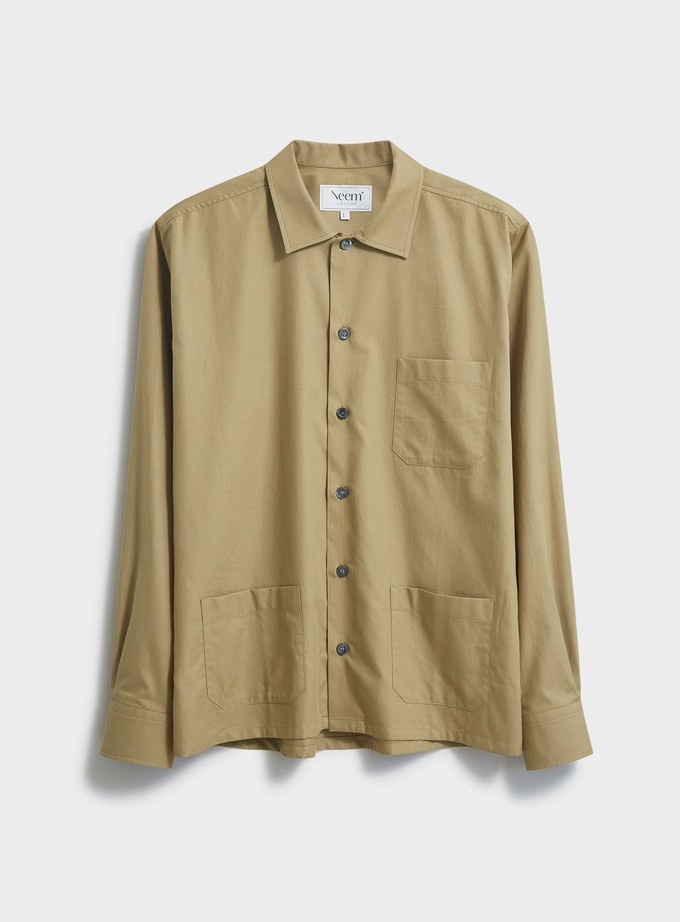 Regenerative Cotton Khaki Shirt Jacket from Neem London