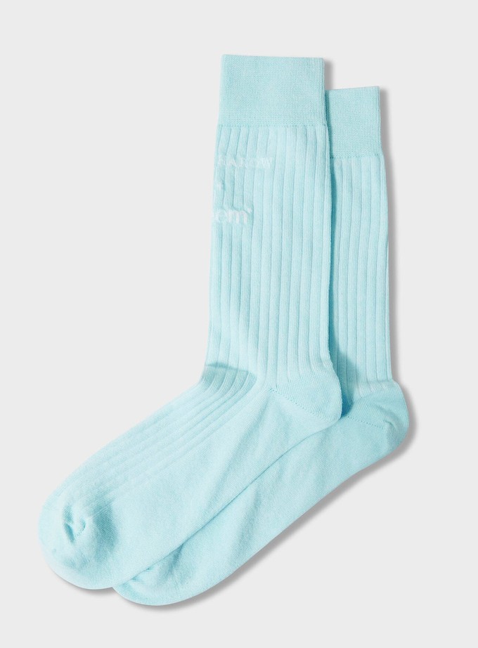 Recycled British Ribbed Cotton Sky Men's Socks from Neem London