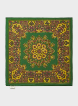 Biodegradable Italian Tencel Green Motif Neem and Mustard Print Neck Scarf from Neem London