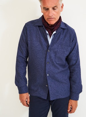 Recycled Cross Weave Spitalfields Blue Overshirt from Neem London