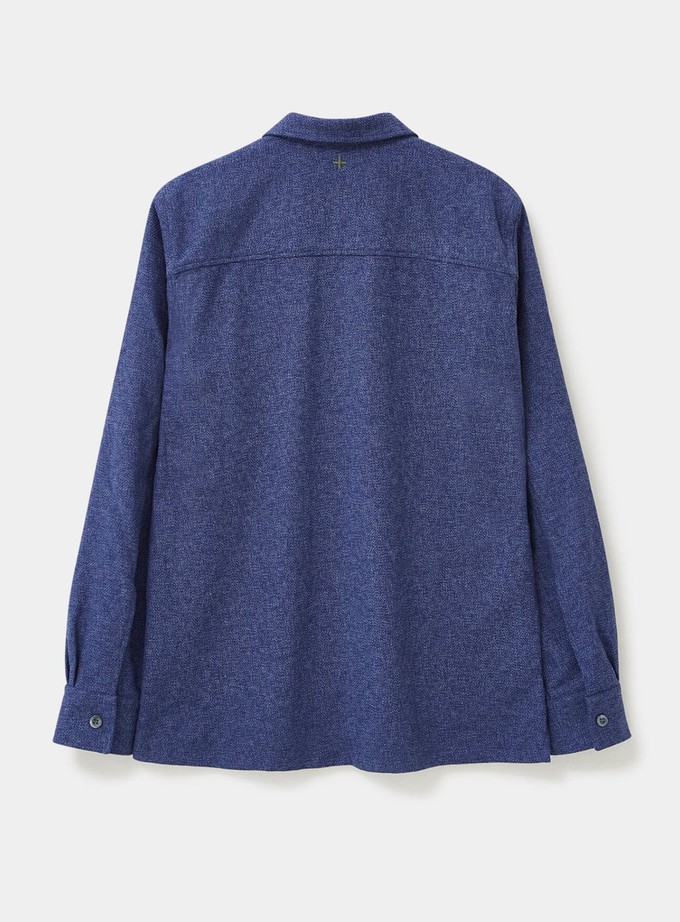 Recycled Cross Weave Spitalfields Blue Overshirt from Neem London