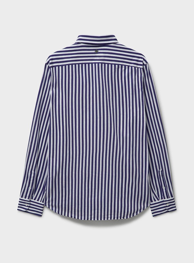 Neem Navy City Stripe Pop-Over Men's shirt from Neem London