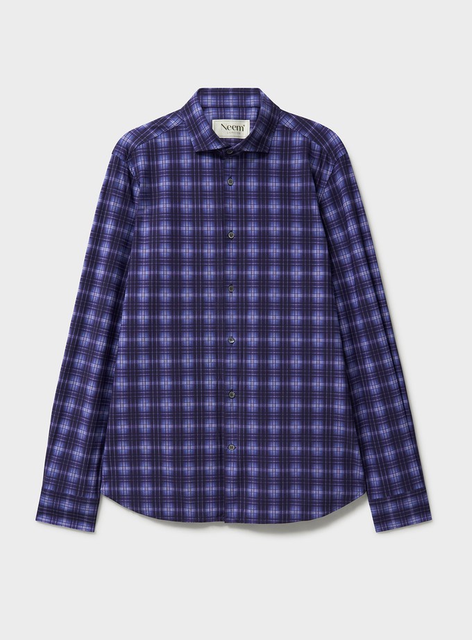 Recycled Italian Cernobbio Blue Cut Away Comfort Shirt from Neem London