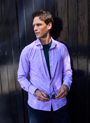 Recycled Italian Lilac Cut Away Comfort Shirt from Neem London