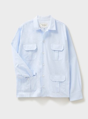 Recycled Italian Sky Fil-a-Fil Overshirt from Neem London