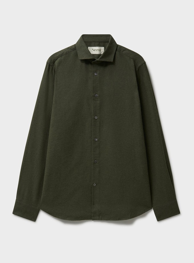 Recycled Italian Flannel Green Cut Away Shirt from Neem London