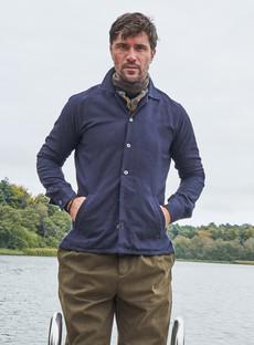 Recycled Italian Flannel Deep Navy St James Overshirt via Neem London