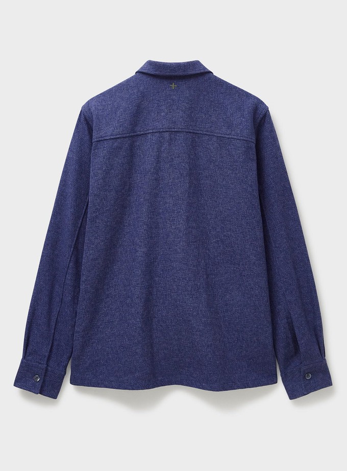 Recycled Piccadilly Cross Weave Blue Overshirt from Neem London