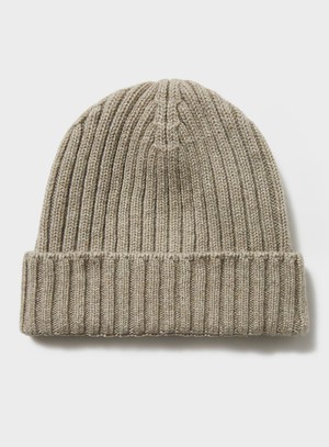 Cashmere Oatmeal Ribbed Beanie Hat from Neem London