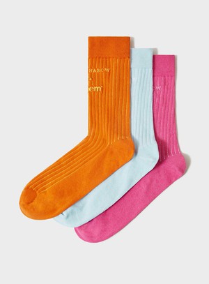 Recycled Ribbed Cotton Pop Colour Men's Socks Multi Pack from Neem London