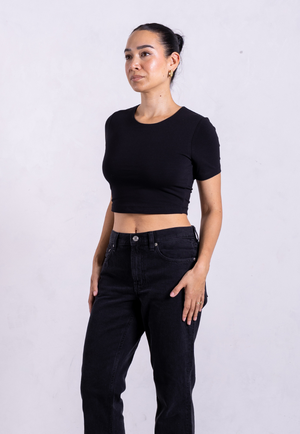 Organic Cotton Crew Cropped T-Shirt, Black from Not Basics