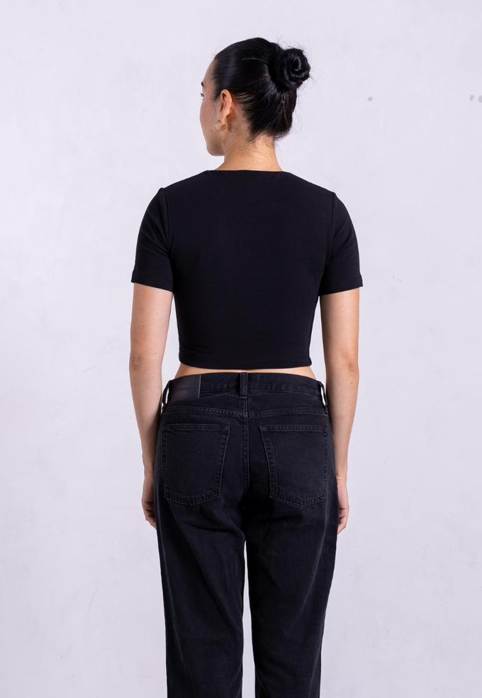 Organic Cotton Crew Cropped T-Shirt, Black from Not Basics