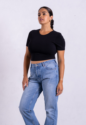 Organic Cotton Crew Cropped T-Shirt, Black from Not Basics