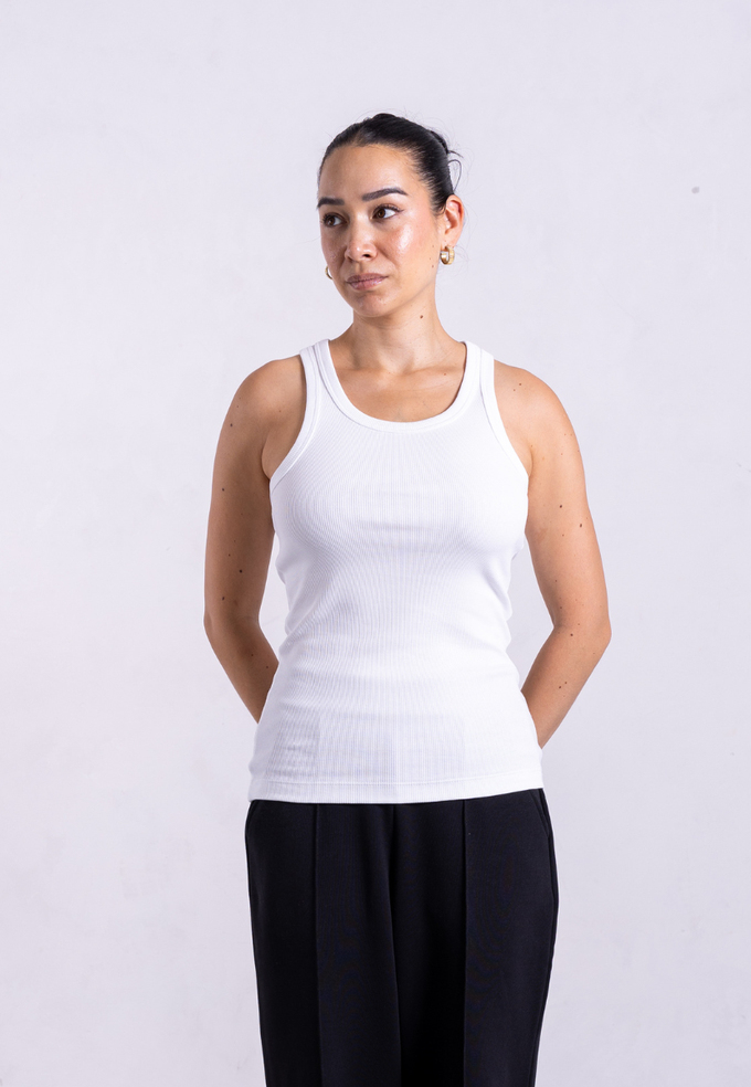 Organic Cotton Ribbed Tank Top, White from Not Basics