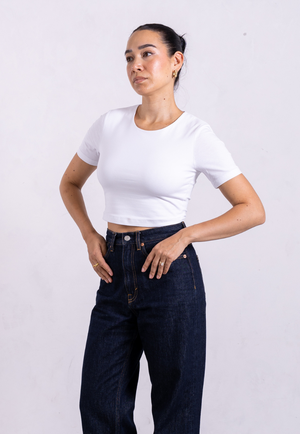 Organic Cotton Crew Cropped T-Shirt, White from Not Basics