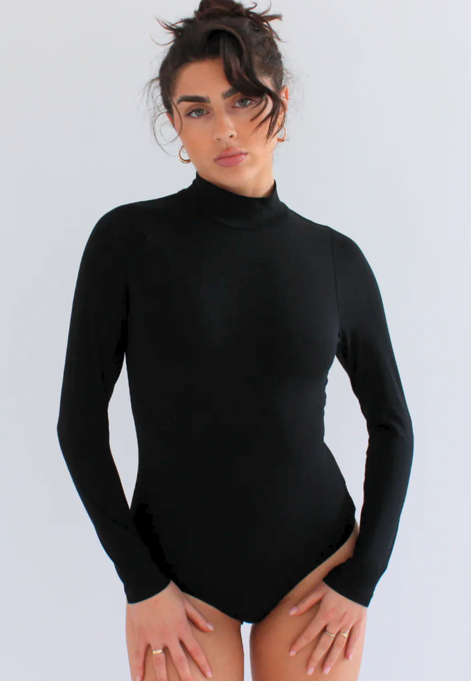 Organic Cotton Long Sleeve Turtleneck Bodysuit, Black from Not Basics