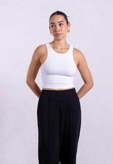 Organic Cotton High-Neck Cropped Tank, White via Not Basics