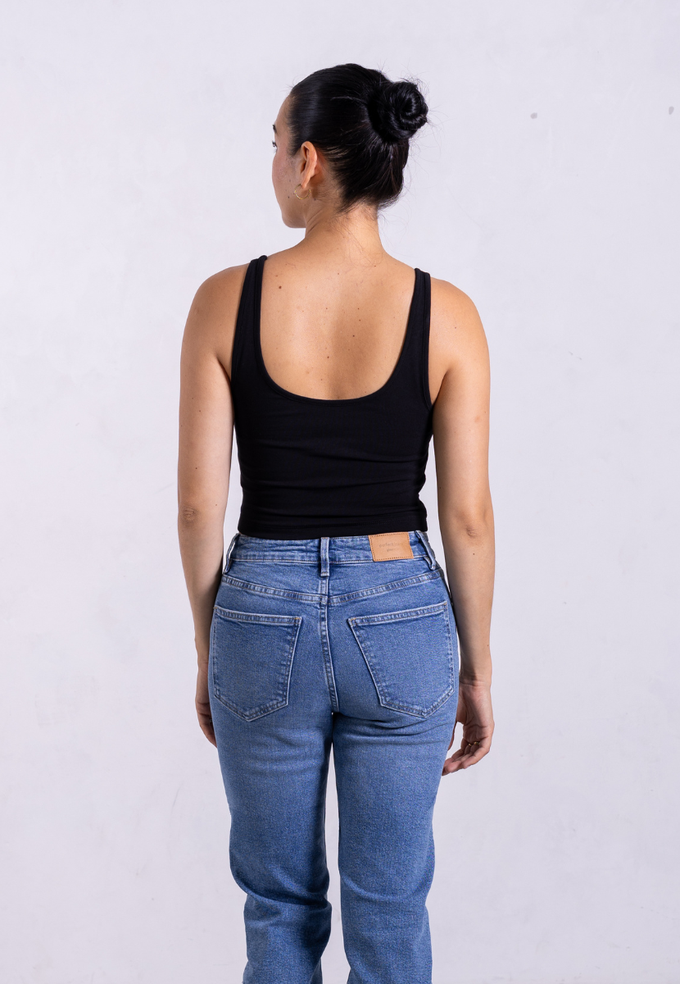 Organic Cotton V-Neck Cropped Tank Top, Black from Not Basics