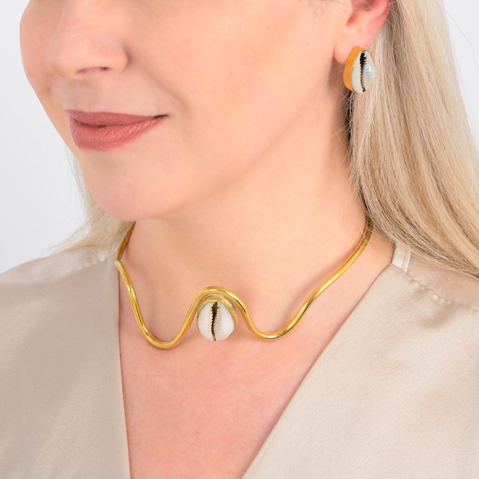 Cowrie Shell Recycled Brass Statement Choker from Paguro Upcycle