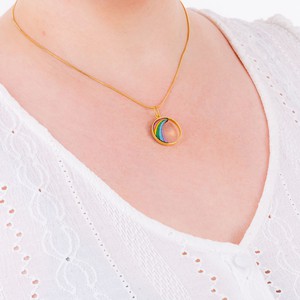 Rainbow Recycled Wood Gold Necklace from Paguro Upcycle