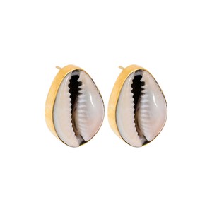 Cowrie Shell Recycled Brass Earrings from Paguro Upcycle