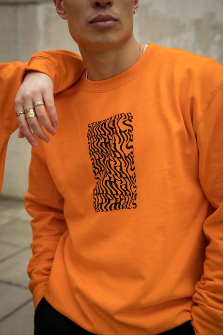 Illusions Sweater - Stop Eating Animals - Alarm Orange from Plant Faced Clothing