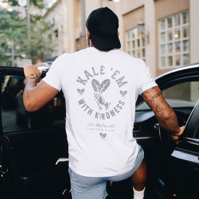 Kale 'Em With Kindness - White T-Shirt from Plant Faced Clothing