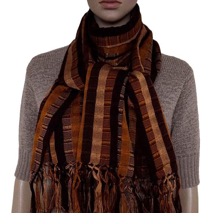 Scarf with Fringes Terracotta - Handwoven - Beautiful & Fair from Quetzal Artisan