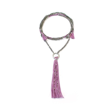 Tassel Necklace Lavender - Handmade, Beautiful and Fairtrade from Quetzal Artisan