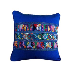 Mayan Cushion Cover Blue - Cotton - Colorful and Fairtrade from Quetzal Artisan