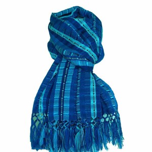 Scarf Blues with Fringes - Handmade - Beautiful and Fair from Quetzal Artisan