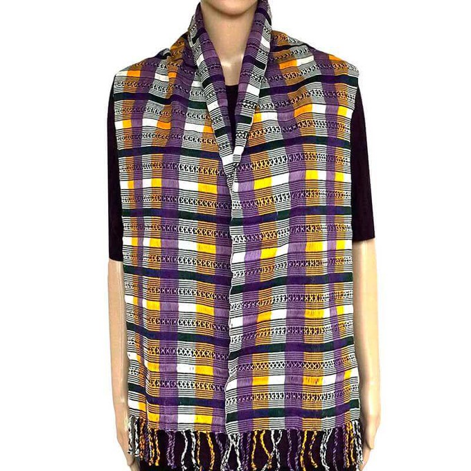 Scarf Purple Yellow - Natural Dyes - Ecofriendly & Fairtrade from Quetzal Artisan