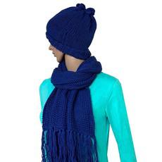 Scarf and Hat Blue - Merino Wool and Bio Cotton - Soft & Warm via Quetzal Artisan