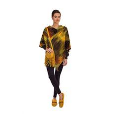 Poncho Yellow Brown - Organic Bamboo Chenille - Fairtrade via Quetzal Artisan